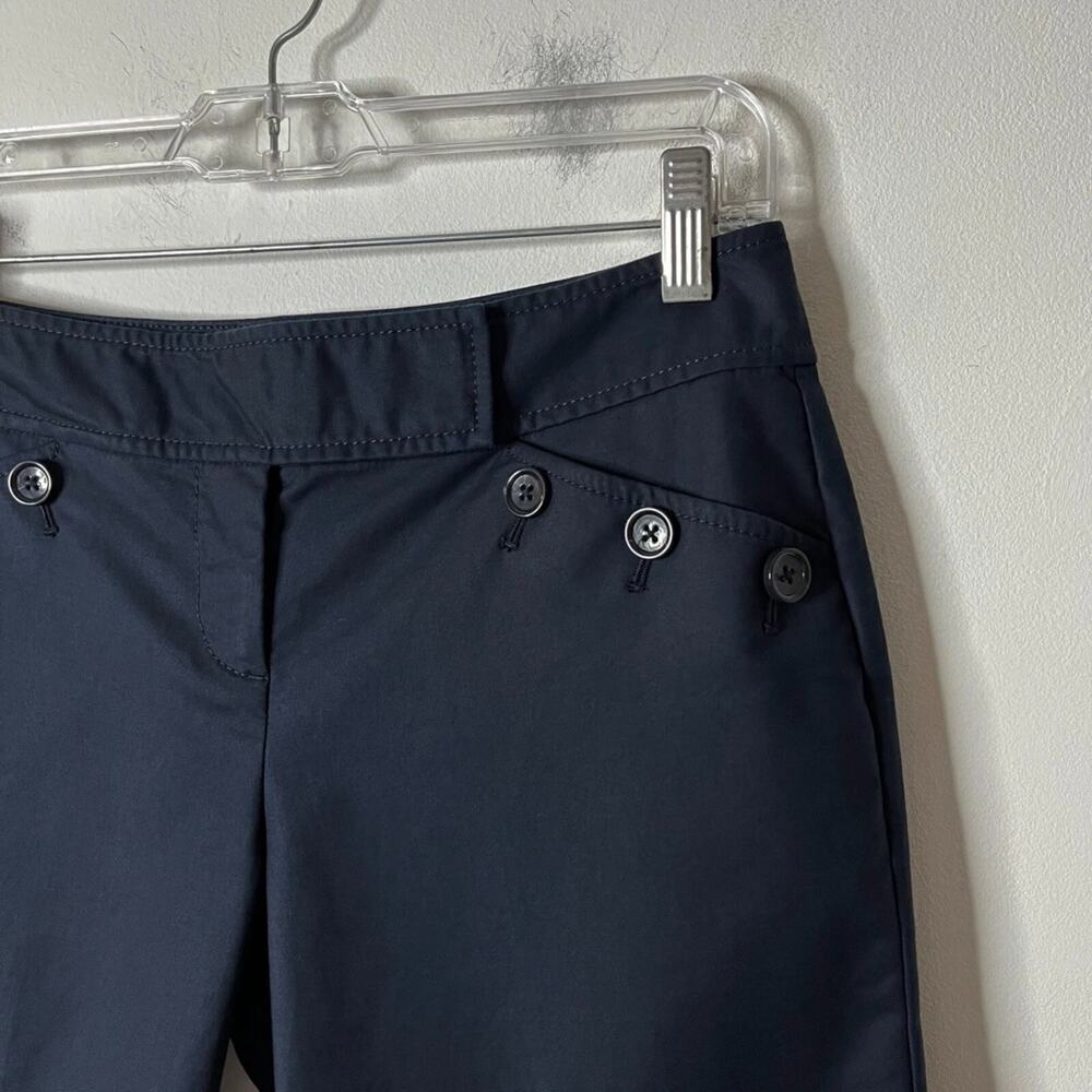 Ann Taylor Women Chino Bermuda Short 2 Black Nautical Buttons 11" Stretch Cotton - Picture 4 of 8